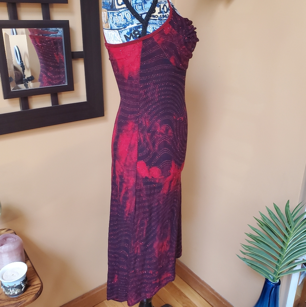 RAMPAGE Y2K RED & BLACK SPARKLY HI/LOW EVENING DRESS! - Picture 5 of 16